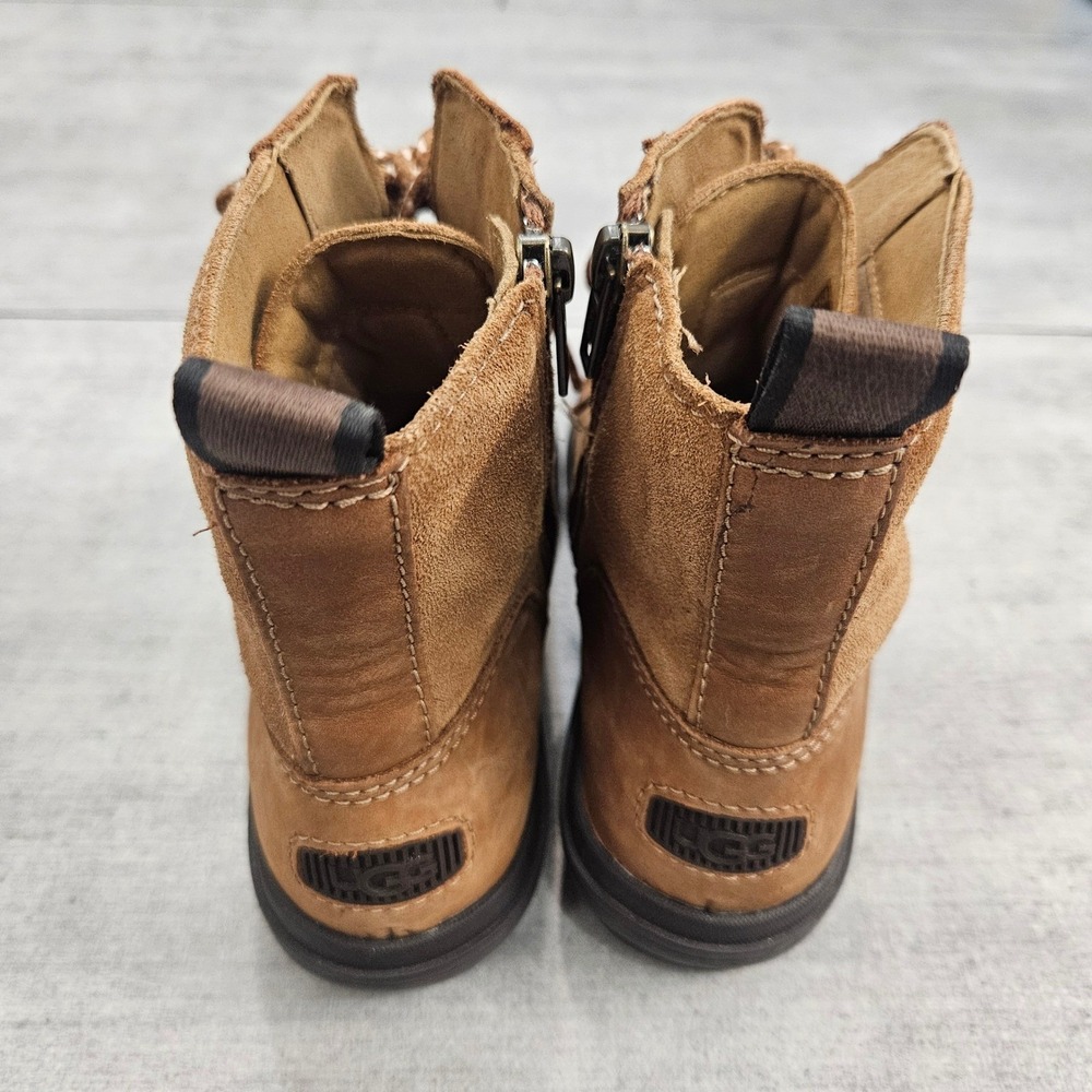 UGG Hapsburg Waterproof Duck Boots Tan Leather Suede Lace Up Zip 1120785 7.5 - Picture 6 of 7